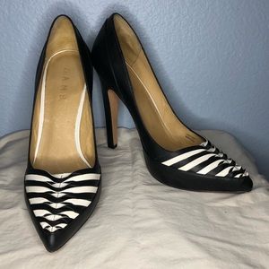 MOD black white L.A.M.B. Heels Gwen Retro shoes 10